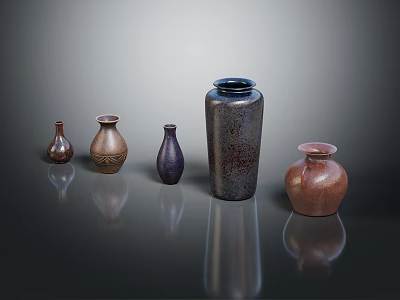 Decorative Ceramic Vases In Various Colors And Shapes For Home Decor 3d model