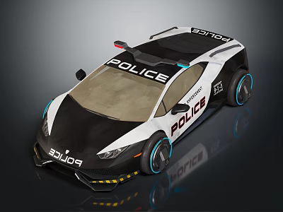 Modern Black White Police Functional Vehicle with Red Blue Lights Sleek Design Alloy Wheels 3d model