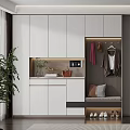 Modern Shoe Cabinet Interior With White Cabinets Clothing Hanging Area And Bench
