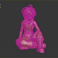 Golden Anime Style Character Statue in Sitting Pose With Hat And Boots