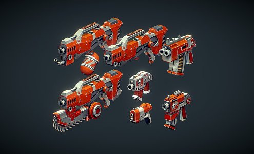 Hand-painted series of gun suit 3d model