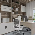 Modern Meeting Room Interior With Conference Table White Chairs Sofa Bookshelves And TV Screen