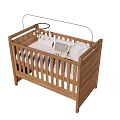 Sturdy Wooden Baby Crib With Hanging Toy Mobile And Soft Mattress