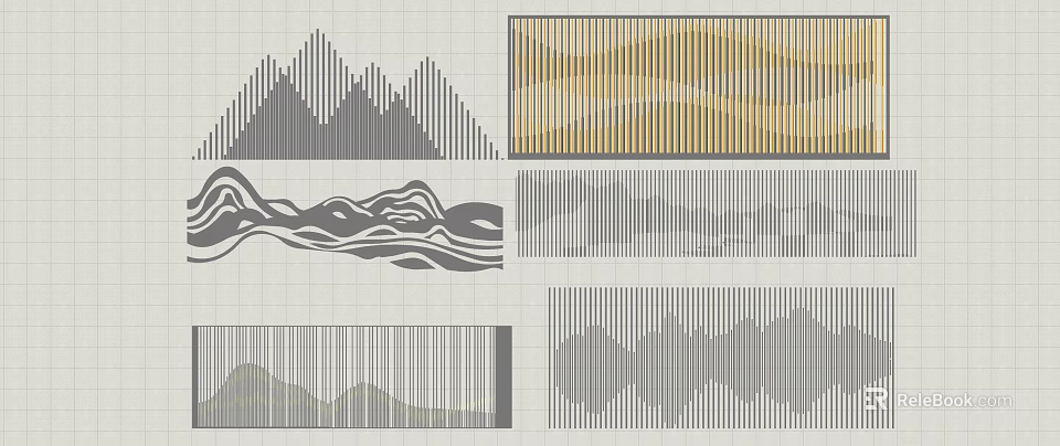 Modern Feature Wall Design With Mountain Wave And Striped Geometric Patterns 3d model