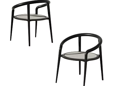 Two Modern Black Frame Leisure Chairs With Armrests And Mesh Seats 3d model