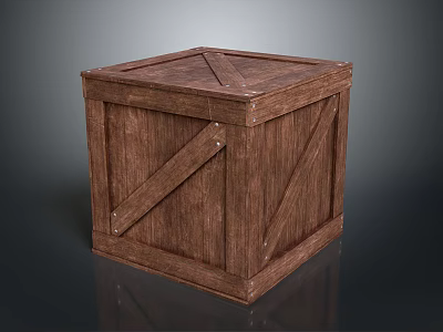 Wooden Storage Crate With Cross Strips For Household Supplies And Decor 3d model