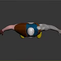Man With White Hair Blue Outfit Orange Shoulder Mechanical Arm Black Pants Yellow Boots