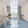 Hospital Clinic Interior With Desks Computers Chairs And Examination Bed