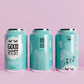Light Blue Canned Sleep Beverage Featuring Good Rest ZZZ Design on Pink Background