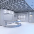 Modern Exhibition Hall Interior With Wangda Logo Digital Screens And Display Panels