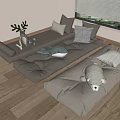 Cozy Brown Floor Cushions With Stuffed Toys And Soft Pillows For Living Room