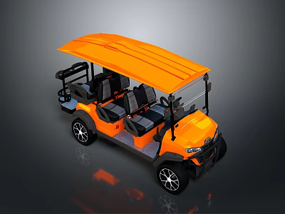 Orange Small Bus With Open Roof Design Multiple Seats And Black Wheels Windshield 3d model