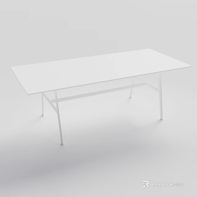 Modern White Dining Table With Smooth Surface And Sleek Minimalist Legs 3d model