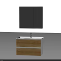 Bathroom Vanity Cabinet With Double Door Mirror Wooden Design Sink And Faucet