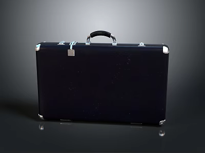 Black Hard Shell Suitcase With Silver Metal Corners And Lock Clasp 3d model