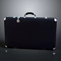 Black Hard Shell Suitcase With Silver Metal Corners And Lock Clasp