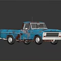 Vintage Blue Truck With Rusty Details And Red Accents Classic Design
