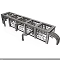 Industrial Equipment Metal Frame Structure Featuring Multiple Square Openings And Connecting Pipes
