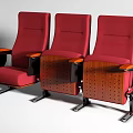 Modern Red Theater Seats With Wooden Armrests And Metal Legs Design