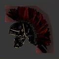 Ancient Roman Helmet Weapon With Red Feather Plume Metallic Build And Golden Engravings