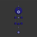 Blue Wind Chime With Circular Top Piece And Hanging Small Blue Circles