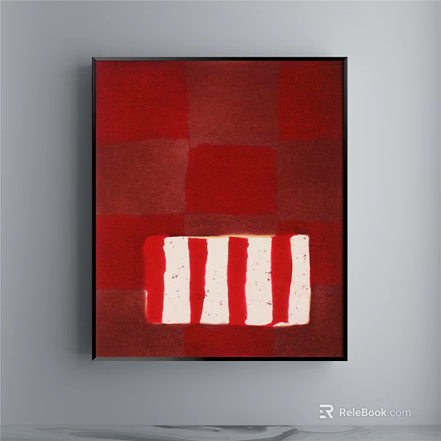 Abstract Painting Featuring Red Squares And White Stripes Design 3d model