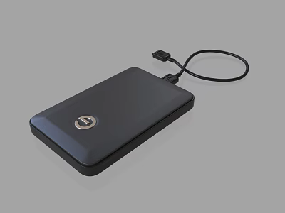 Portable External Hard Drive With USB Cable For Digital Storage Needs 3d model