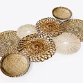 Handwoven Circular Rattan Wall Hangings Bohemian Natural Decorative Art Pieces