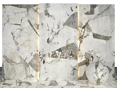 Marble Component With Irregular Fragments Patched Wall And Floor White Gray Textures Spherical Decor 3d model