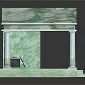 Green Marble Memorial Pavilion With Columns Steps And Bronze Box Inside