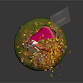 Red Haired Female Character In White Outfit Dancing On Green Base With Falling Autumn Leaves