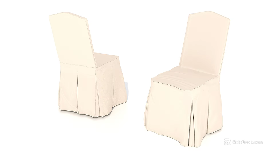 Beige Upholstered Single Chair With Skirt For Modern Living Room Decor 3d model 