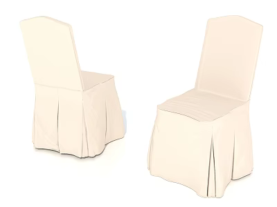 Beige Upholstered Single Chair With Skirt For Modern Living Room Decor 3d model