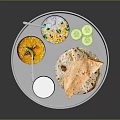 Modern Kitchen Appliances for Preparing Rice Chapati Curry with Fresh Cucumber and Silver Tray