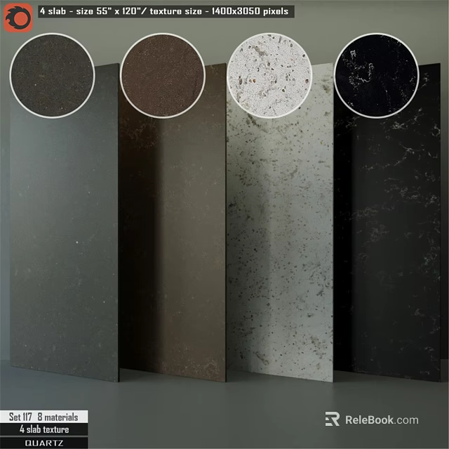 Various Colored Textured Panels Featuring Gray Brown White Black And Natural Patterns 3d model 