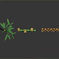 Decorative Green and Orange Bamboo Fences Tied with Ropes and Bamboo Plant