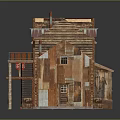 Wooden Cabin Model With Gabled Roof Red Edges Balcony And Staircase