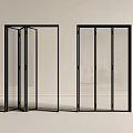 Modern Interior Folding Doors With Black Frames And Transparent Glass Panels 3d model