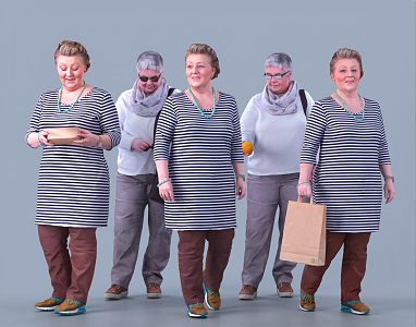 Modern multi-person multi-person elderly women 3d model