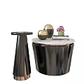 Modern Coffee Tables With Marble Tops Metal Bases And Decorative Vases Frames