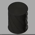 Modern Black Cylindrical Stool With Diagonal Stripe Design And Sleek Surface 3d model
