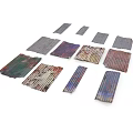 Colorful Decorative Tiles With Vibrant Multicolored Patterns Arranged On White Background