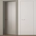 Modern Hinged Door Interior With Minimalist Design Light Colored Panel And Silver Handle 3d model