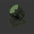 Black Industrial Mechanical Device With Square Base And Circular Mesh Cover