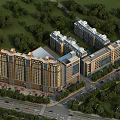 Modern Multi Story Residential Building Surrounded By Green Trees And Parking Lot Near Roads