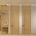 Modern SPA Sauna Interior Design With Arch Mirror Vanity Counter And Mountain Decor