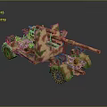 Detailed Military Tank Model Featuring Camouflage Paint And Cannon Wheels Structure