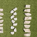 Scenic Stepping Stones Path In Grassland With Natural Stone Slabs And Garden Landscape Design