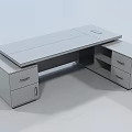 Modern Office Desk With Wooden Top Black Surface Metal Accents And Storage Drawers