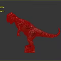 Detailed Tyrannosaurus Rex Dinosaur Model In Red And Black Standing Pose With Base Stand